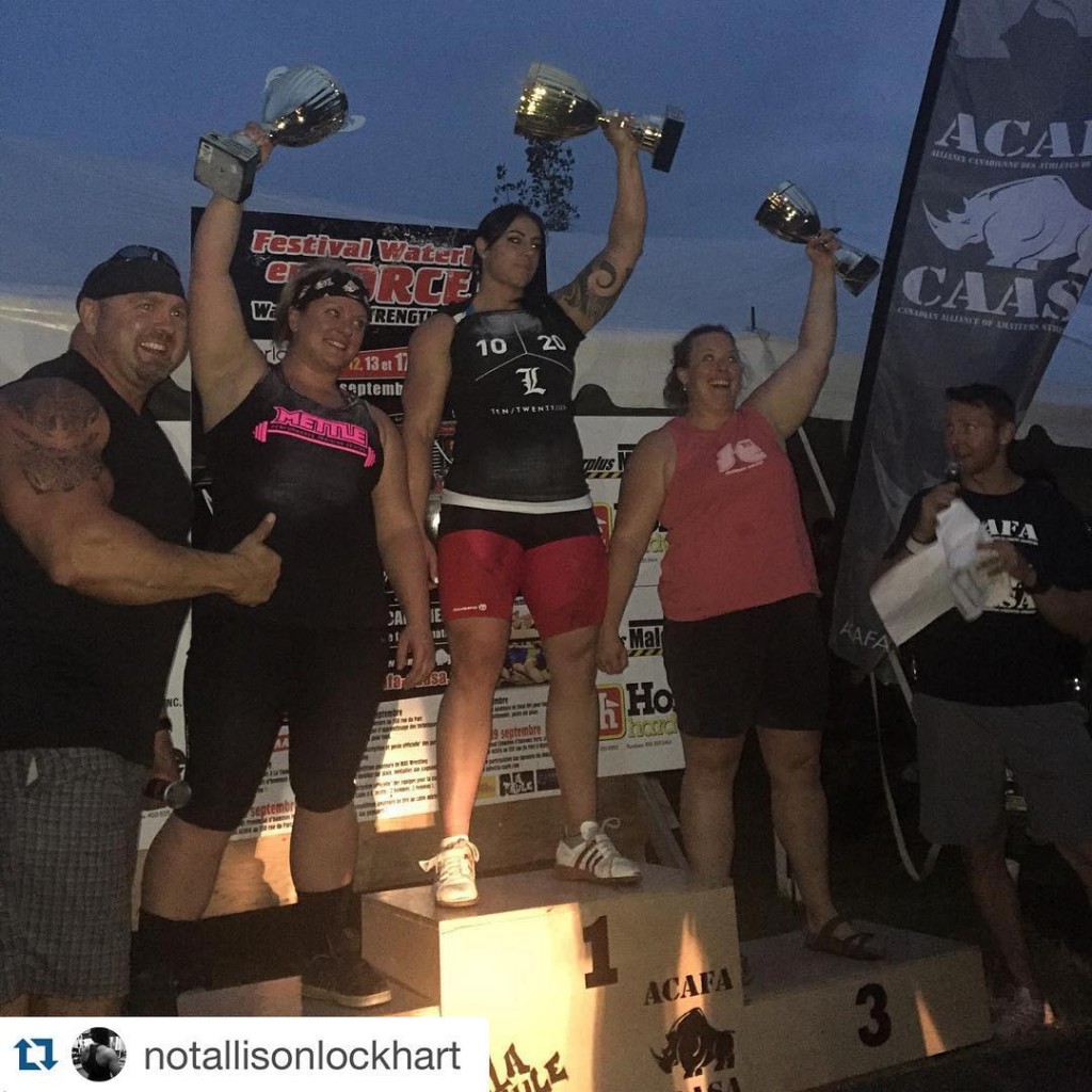 Allison Lockhart.. Canada's Strongest Woman.

 How can this be more impressive? She just recently was cleared to train not too long ago after a bicep tear. #Repost @notallisonlockhart with @repostapp. ・・・ Long day, but a great one. Alllllmost a sweep, but took second in herc hold. Couldn't be much happier. Thank you to everyone who supports me, my awesome competition, my PRS teamies, John King, annnnd my coaching from Jill Mills on this one. Couldn't have pulled this off without you . #canadasstrongestwoman #1020life #powerrackstrength #teamprs #dickskin #cats #andstill