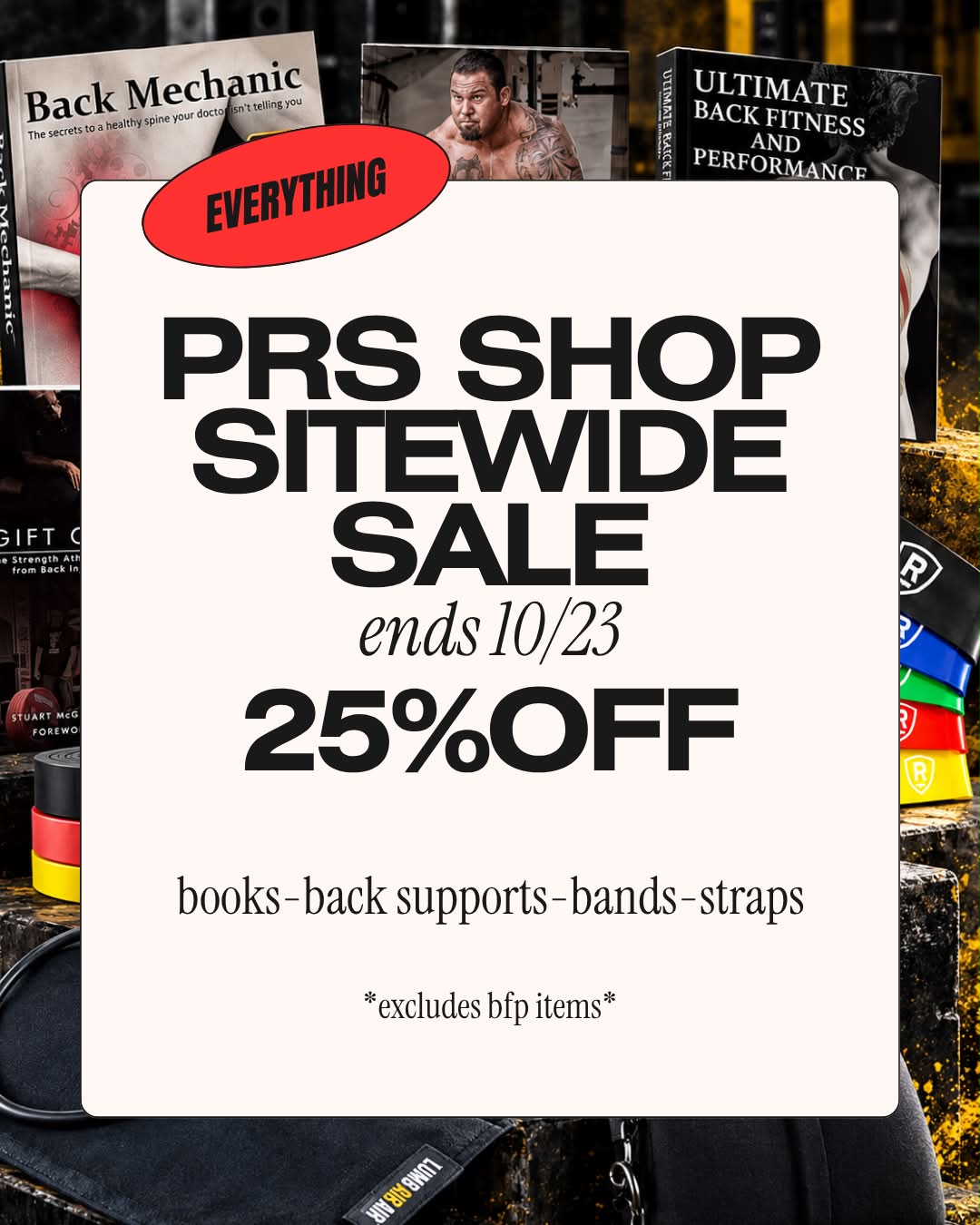 🚨 PRS SITEWIDE SALE! 25% OFF EVERYTHING! 🚨
For a limited time, save 25% SITEWIDE at PowerRackStrength!
Whether you’re looking to improve your training, build strength, protect your back, or upgrade your gym essentials, now is the time to stock up and save.
💪 25% OFF:
* Books and educational resources
* Back supports and lifting belts
* Resistance bands
* Lifting straps
* And more!
⏰ SALE ENDS OCTOBER 23!
Don’t miss your chance to save on the tools and resources designed to help you train smarter, move better, and get stronger.
🛒 SHOP NOW: https://powerrackstrength.myshopify.com
Discount excludes Back Fit Pro (BFP) items.
#PowerRackStrength #StrengthTraining #FitnessSale #BackHealth #TrainSmarter